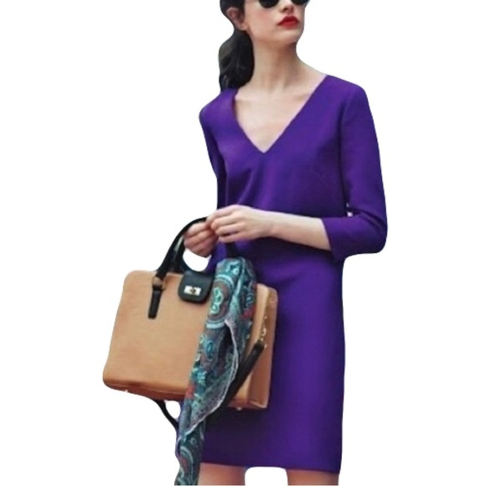J. Crew Textured Shift Wool V-Neck Dress